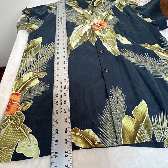 Tommy Bahama Mens Short Sleeve Hawaiian Silk Shirt Large Blue Tropical Floral - Picture 6 of 7